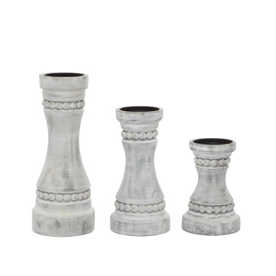 11.85'' H Wood Tabletop Candlestick