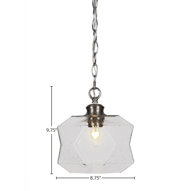 Luminaire suspendu à chaîne avec verre 8,75 po Rocklin, À bulles, Nickel brossé