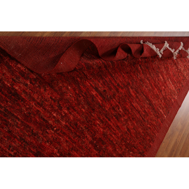 Tapis marocain rouge All-Over fait à la main 6 x 8