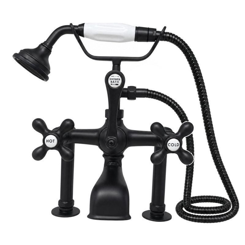 British Telephone Deck Mount Tub Faucet (P0462), Satin Black
