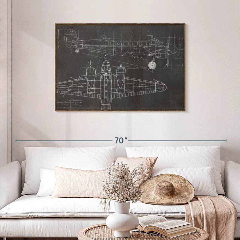 Plan de l'avion, Cadre flottant noyer, 43 po x 29 po