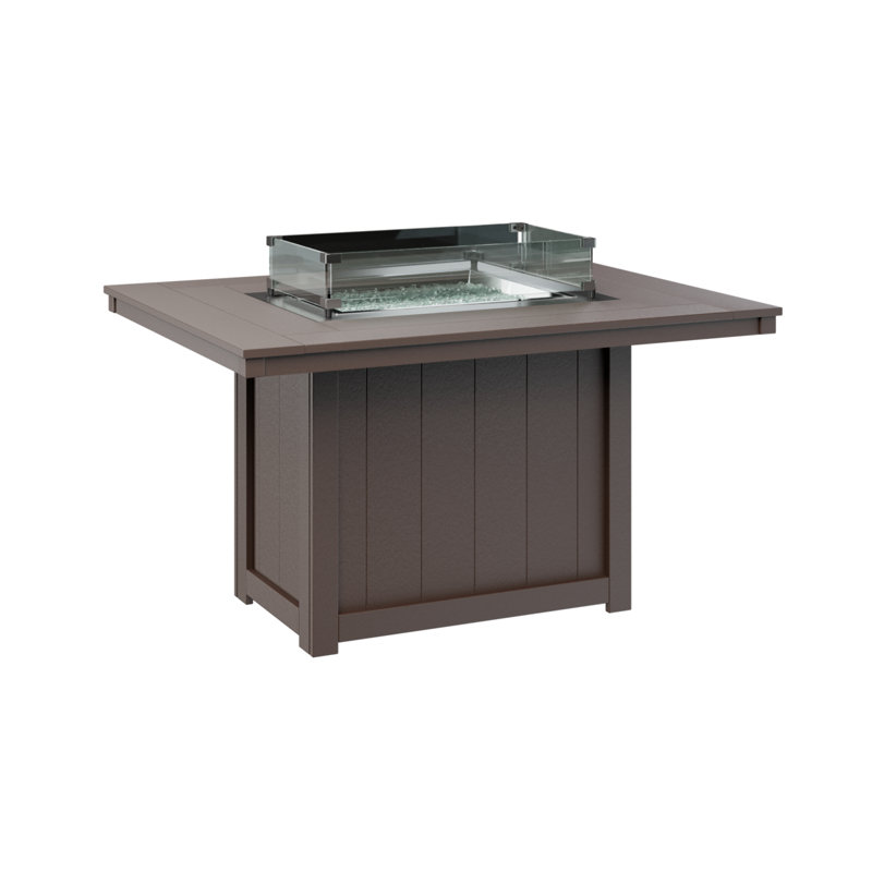 Berlin Gardens Donoma 54″ Rectangular Dining Fire Pit Table, Chocolate Brown