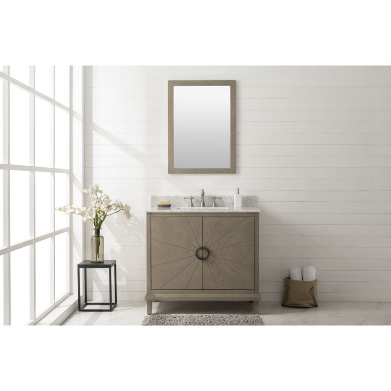Calhoon 37'' Single Bathroom Vanity with Top, Carrara White