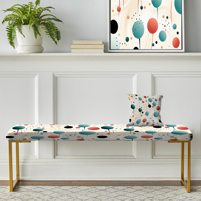 Banc rembourré à pois dorés, Contemporary Fusion Polka Dots