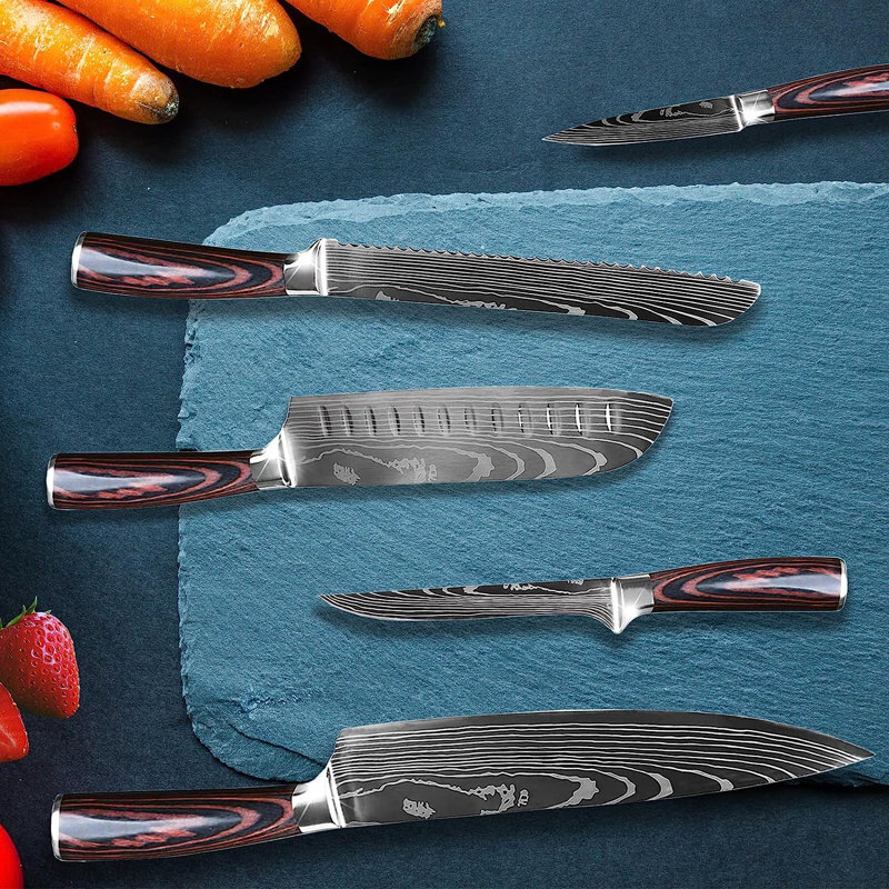 QXXSJ 5 Piece High Carbon Stainless Steel Assorted Knife Set