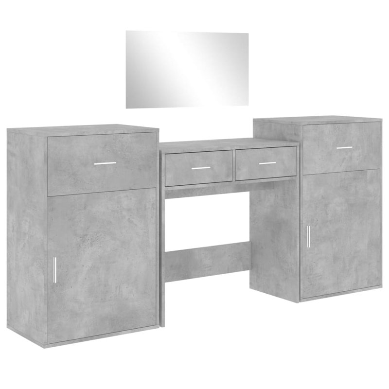 Dressing Table with Mirror, Concrete Grey