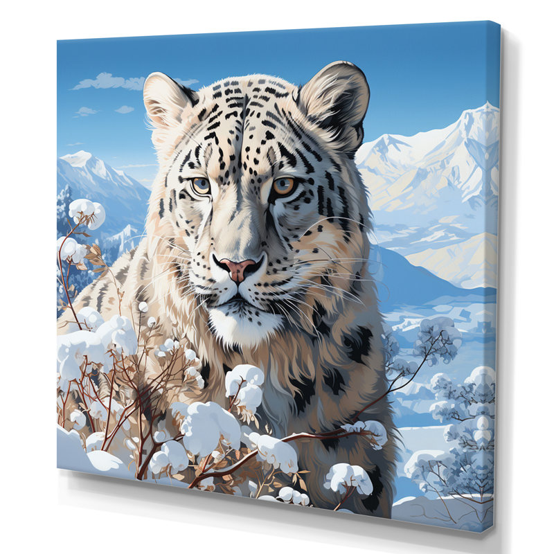 Tigre blanc en hiver V - impression, H 30 po x l 30 po x P 1 po, Toile tendue