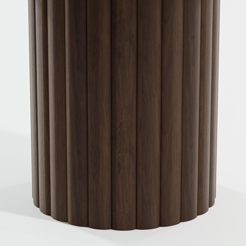 Solid Wood Dining Table Round Pedestal Kitchen Table, Walnut, 30”H x 52”L x 52”W