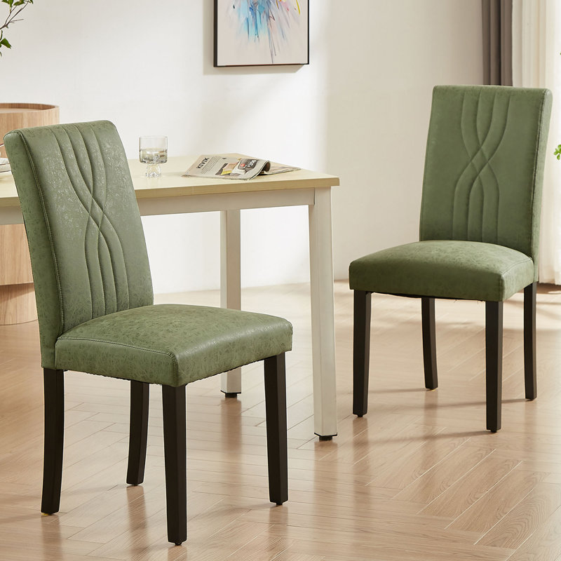 Ensemble de 2 chaises de salle à manger Parsons, chaises de cuisine rembourrées pour petits espaces, chaises d'appoint décoratives pour salle à manger et appartement, chaises en bois de polyuréthane modernes à haut dossier