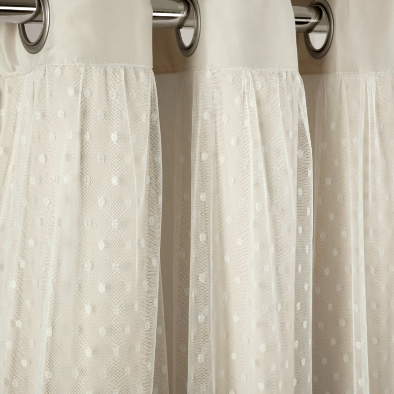 Polka Dot Sheer Sheer Curtain Pair, Neutral
