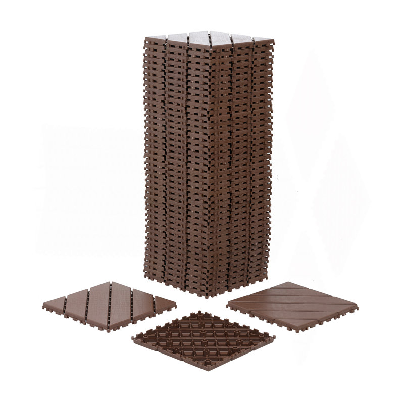 Carreaux de terrasse en plastique emboîtables, Brun