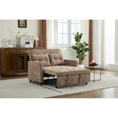 Sleeper Chair 3-In-1 Convertible Chair Bed Pull Out Sleeper Chair Beds Adjustable Double Armchair Sofa Bed With USB Ports, Side Pocket by Ebern Designs