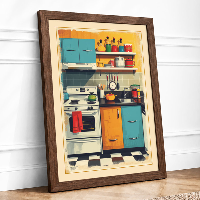 Stacked Kitchen Mid-Century - Framed Print, Walnut, A1 - 84.1 x 59.4 cm