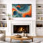 Art abstrait de vagues colorées abstraites, photos de salon, impression sur toile encadrée-128129737-128129738