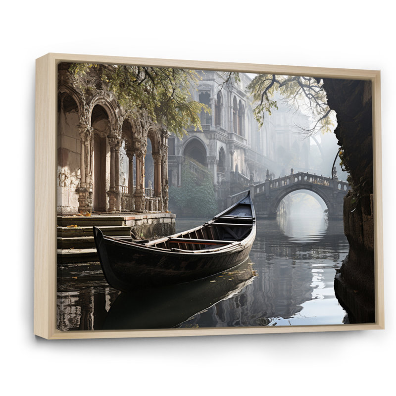 Canal Canal Mystical Graphite - imprimé, H 30 po x l 40 po, Cadre naturel flottant