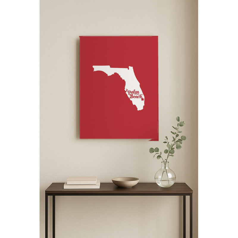 Palm Beach, ma douce demeure — Silhouette de l'État de Floride — Portrait mural en métal, H 14 po x l 11 po