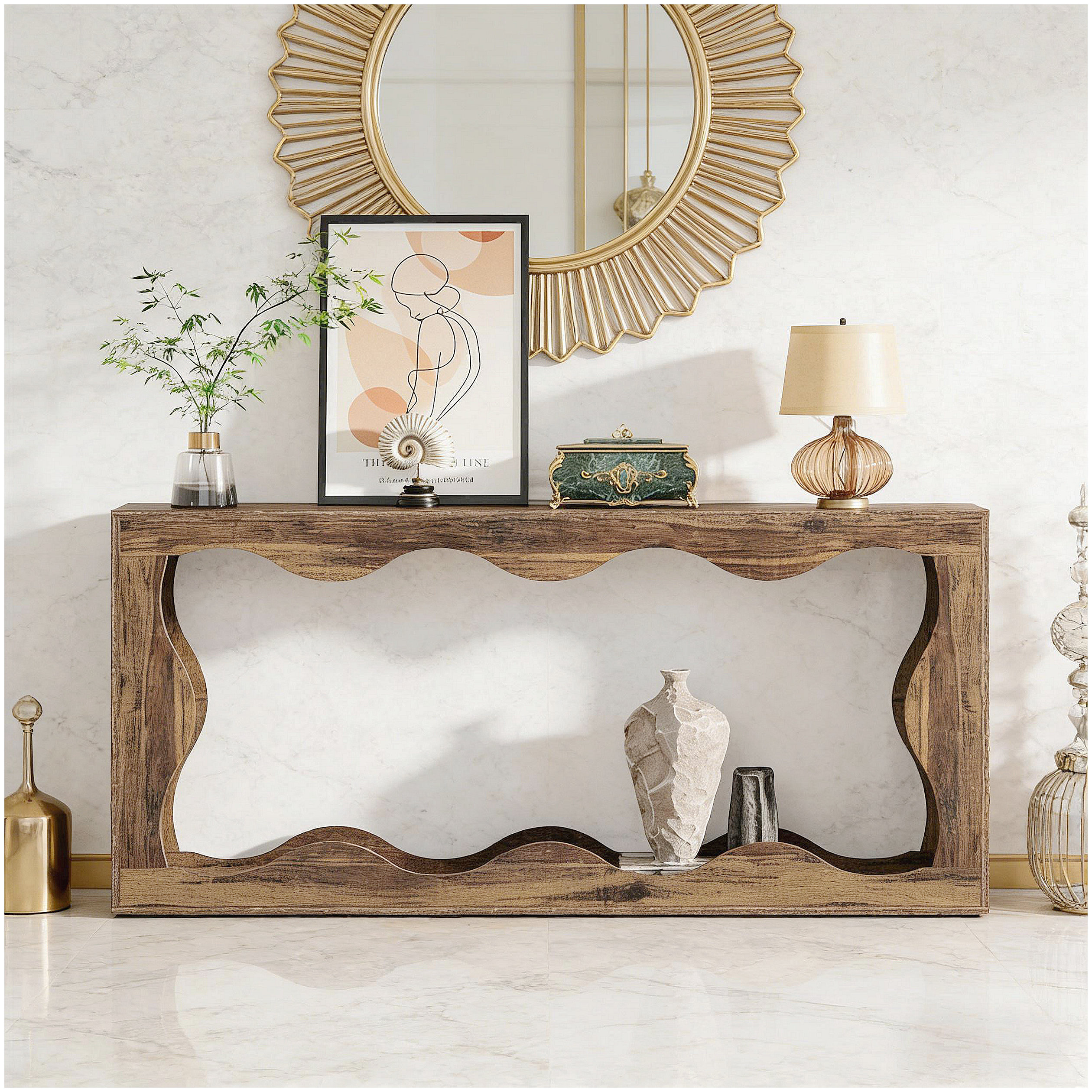 August Grove Modern Industrial Entryway Console Table with Spacious ...