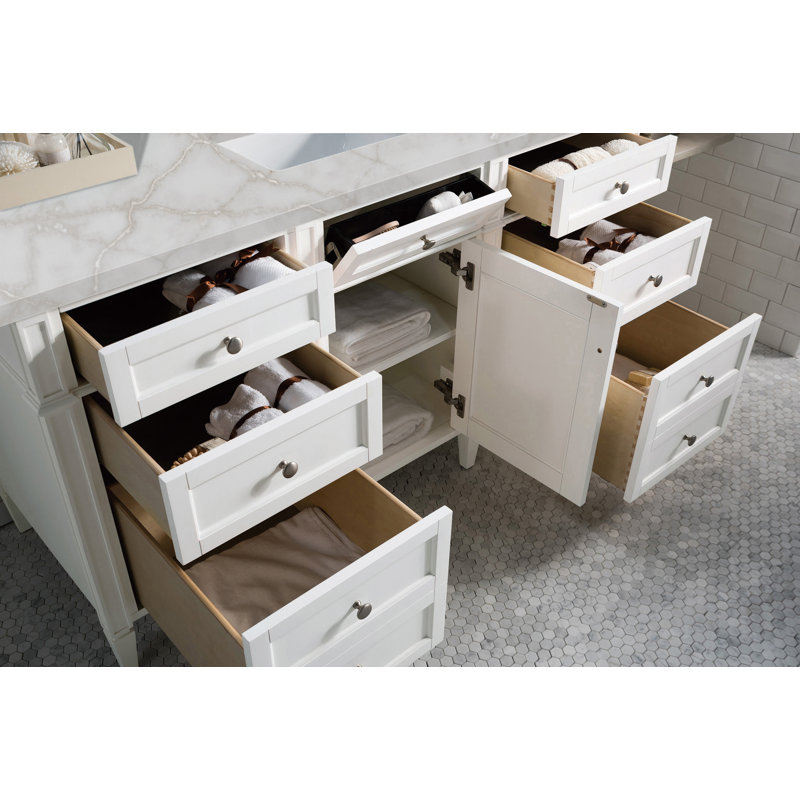 Brittany 60'' W Single Vanity, Bright White, Victorian Silver