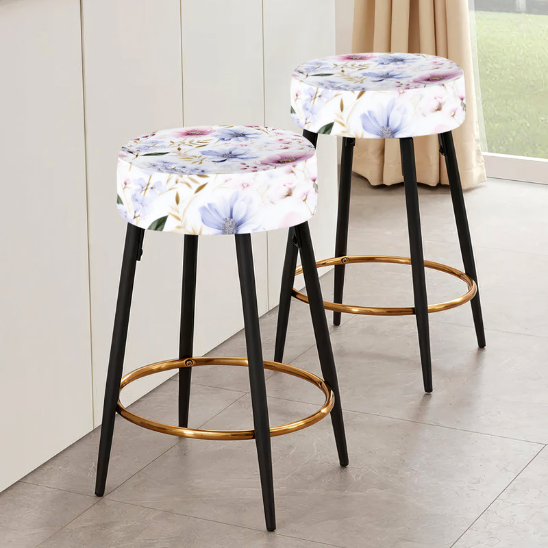 Aquarelle mauve et mauve, ensemble de 2 tabourets floraux