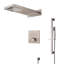 Système de douche mural en nickel brossé Favara 22 pouces avec lumières DEL et fonctions cascade