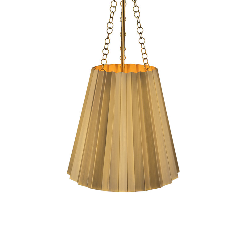 Luminaire suspendu simple 1 lumière Tindra, Doré vieilli, H 20,75 po x l 12,13 po x P 12,13 po