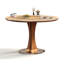 Beige + brun noisette + pierre frittée ronde argentée + bois massif + table de salle à manger en acier inoxydable-133398947