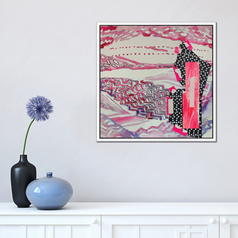 Red Pattern by Pamela Staker - Painting on Canvas, White Framed, 45.72 cm H x 45.72 cm W