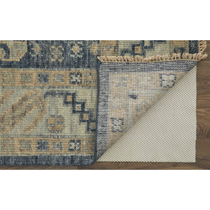 Nanayaw Hand Knotted Wool Geometric Area Rug, Rectangle 9' x 12'