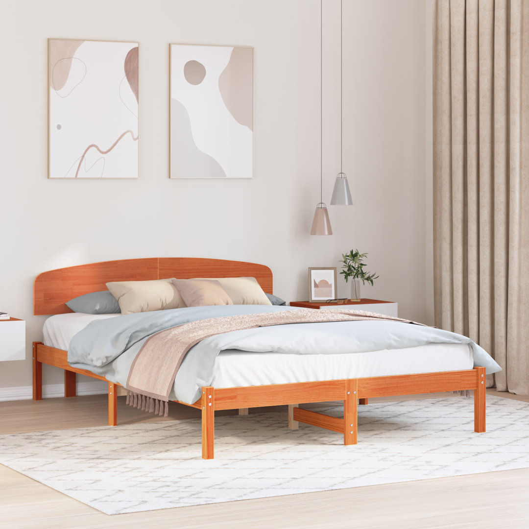 Vidaxl Bed Frame With Headboard Solid Pine Wood
