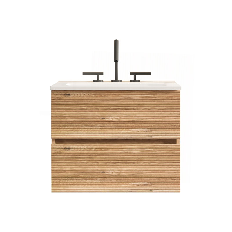 Ensemble de meuble-lavabo mural en chêne brut et chêne brut Gloria, Chêne, 24"