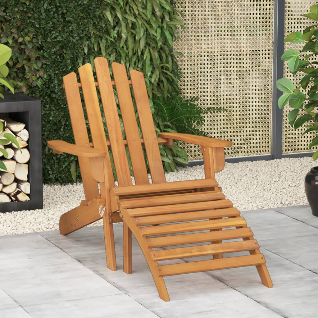 Winston Porter Patio Adirondack Chair with Footrest Solid Wood Acacia