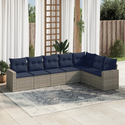 Ensemble de canapé de patio 7 pièces avec coussins pour l'extérieur