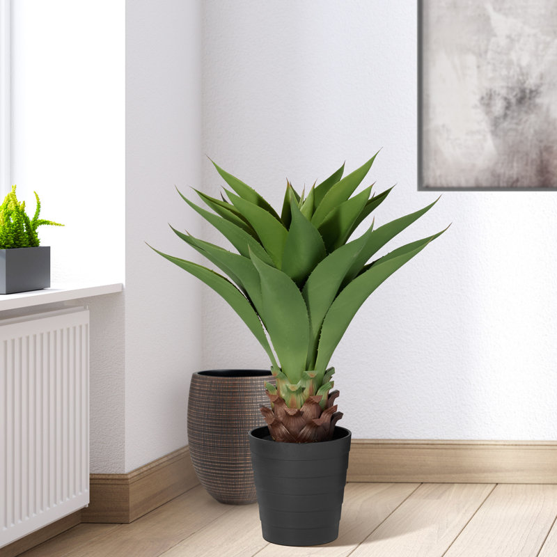 Desert Haven 32 po plante en pot faux aloès en pot noir