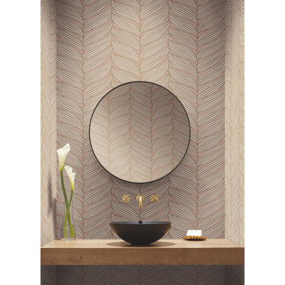 Luminous Leaves 26.9' L x 27" W Metallic Wallpaper Roll