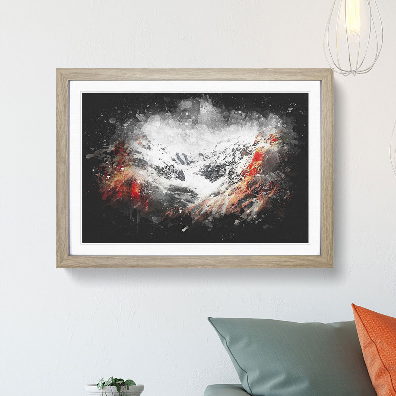 Alpenglow upon the Mountains - Picture Frame Graphic Art Print, Oak Framed, 62cm H x 87cm W x 2cm D