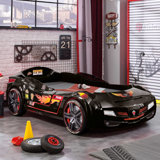 Kumra Twin-Size Race Car Bed, Remote Control, LED Lights, Sound FX, License Plate by Zoomie Kids