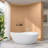 63" Matte White Freestanding Acrylic Bathtub Deep Soaking Tub For Bathrooms With Resin Reinforced Construction-121783922