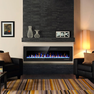 50 inch Ultra Thin Electric Fireplace Inserts and Wall Mounted with Remote Control & Touch
