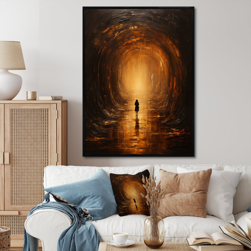 Tunnel Mystic Forest Passageway, reproduction d'art sur toile, Cadre flottant noir, H 20 po x l 12 po x P 1 po