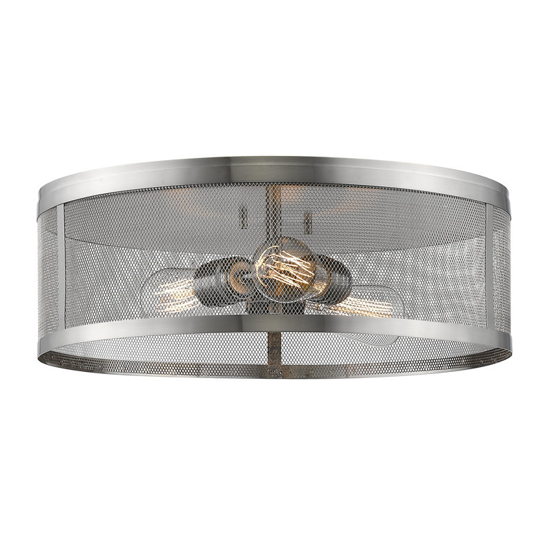 Alyria Steel Flush Mount, Chrome, 6" H x 18" W x 18" D