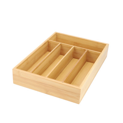 Assorted 5 Piece Sectional Drawer Organizing Tray Set in Bamboo