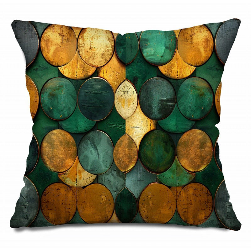 Coussin Circle Array, crochets en coton Visual Art, H 18 po x l 18 po