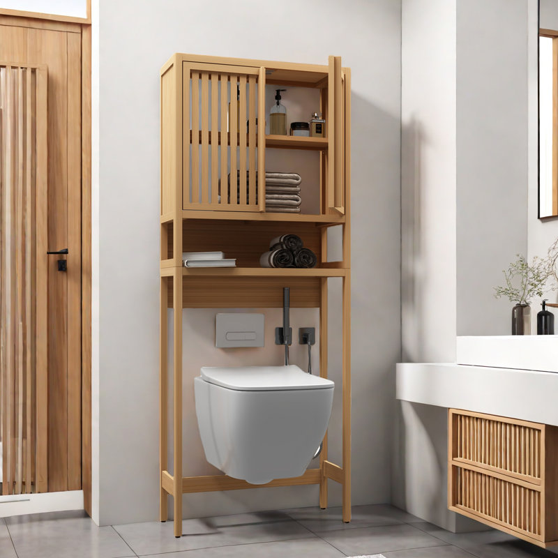 Support de rangement de toilette en bambou peu encombrant - idéal pour l'organisation de la salle de bain et de la salle de lavage