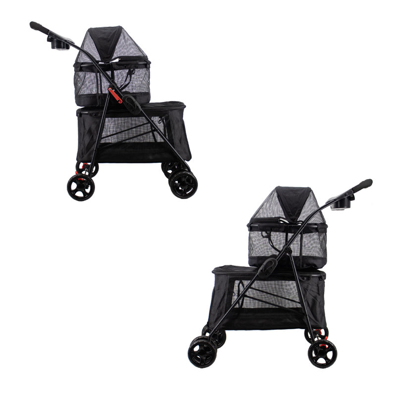 Pet and Pets Double Decker Pet Stroller, Black