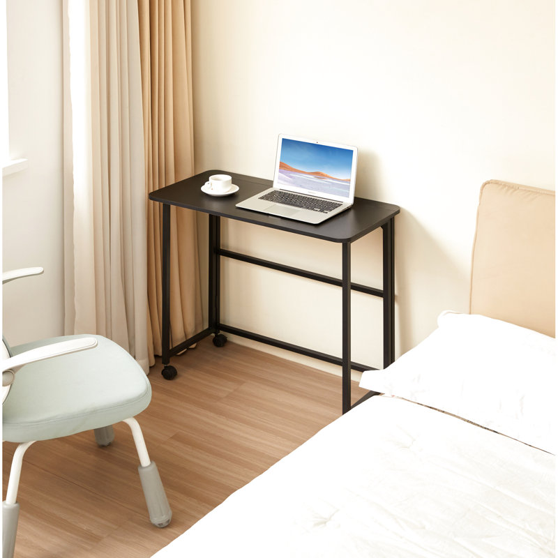 Bureau pliable noir de 31,5 pouces, idéal pour les petits espaces et les différentes zones portatives, facile à ranger dans les coins