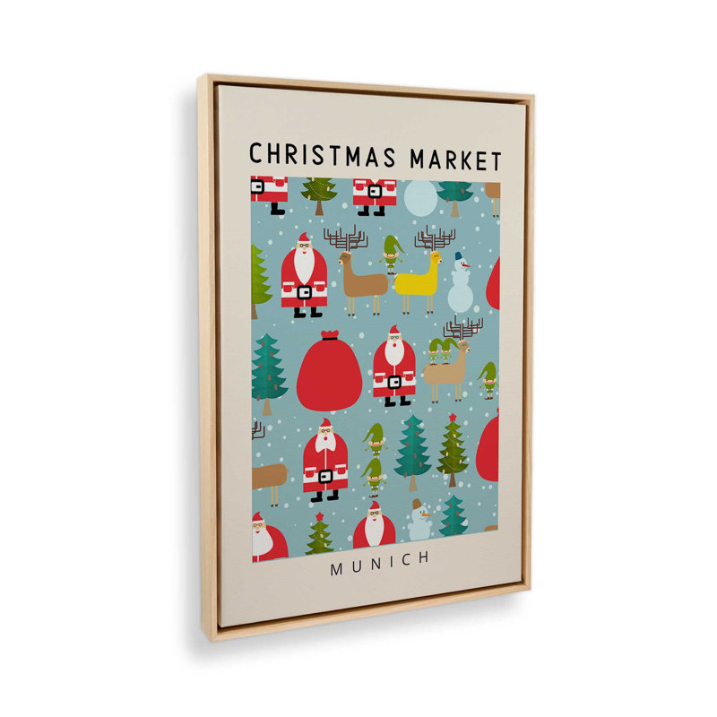 «Munich Christmas Market», reproduction sur toile, H 48,75 po x l 32,75 po, Cadre flottant brun