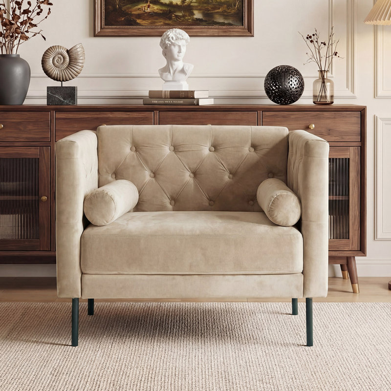 Fauteuil d'appoint Chesterfield, Beige