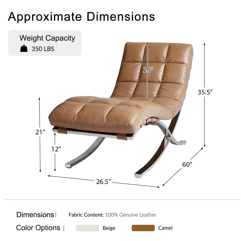 Chaise longue Estevan Classic Midcentury Modern, Brun