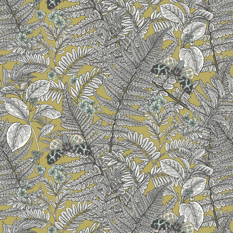 Wild Ferns Juniper Smooth Matt Wallpaper, Green