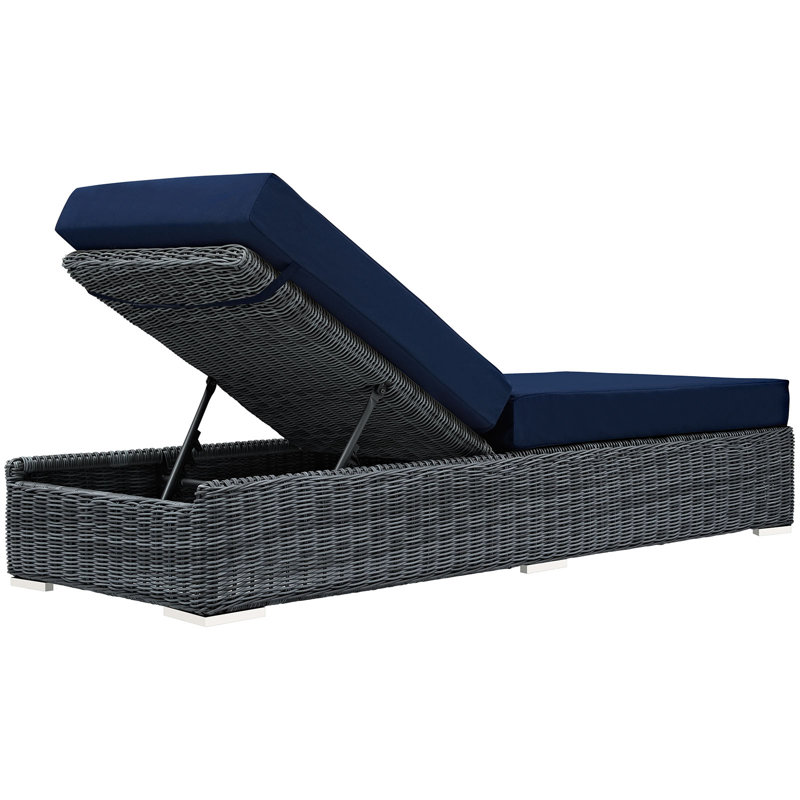 Summon Outdoor Patio Sunbrella Chaise Lounge, Canvas Navy Sunbrella® Canvas